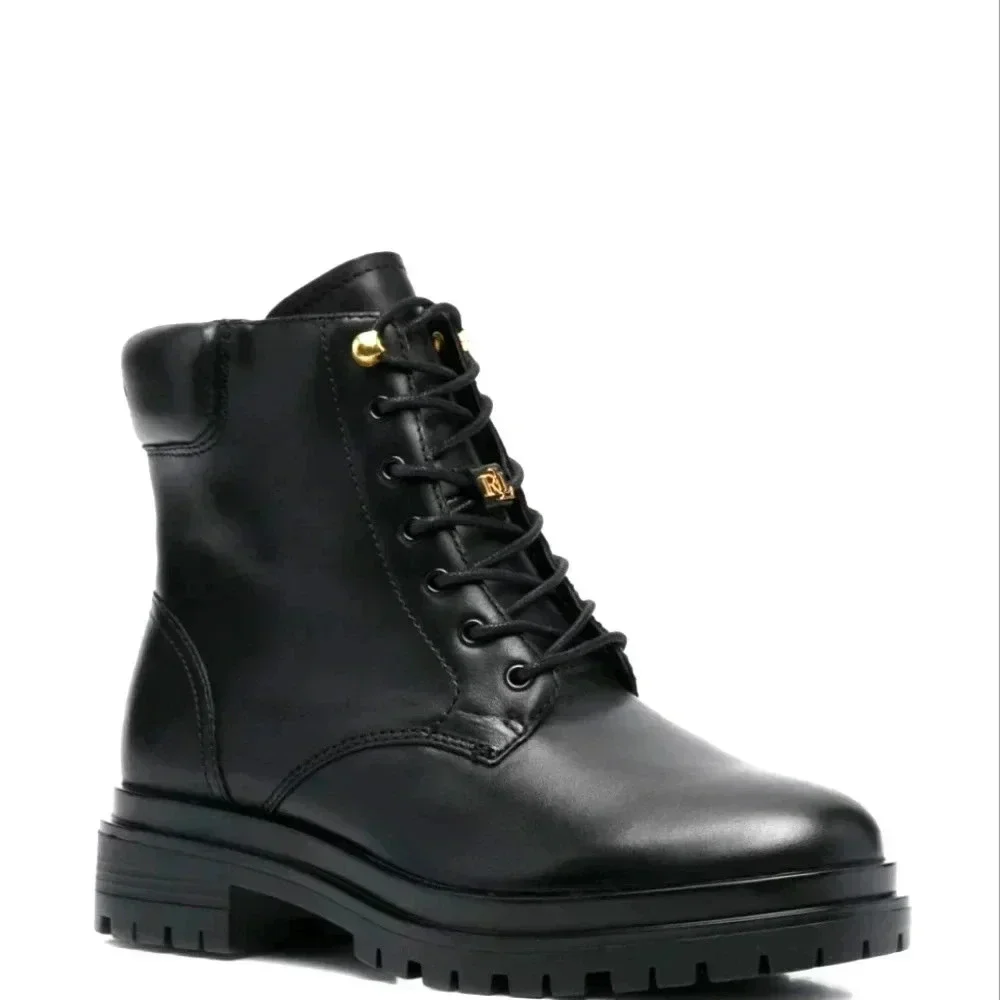 Lauren Ralph Lauren Women's Combat Boots Size 5.5 Black - Picture 2 of 6